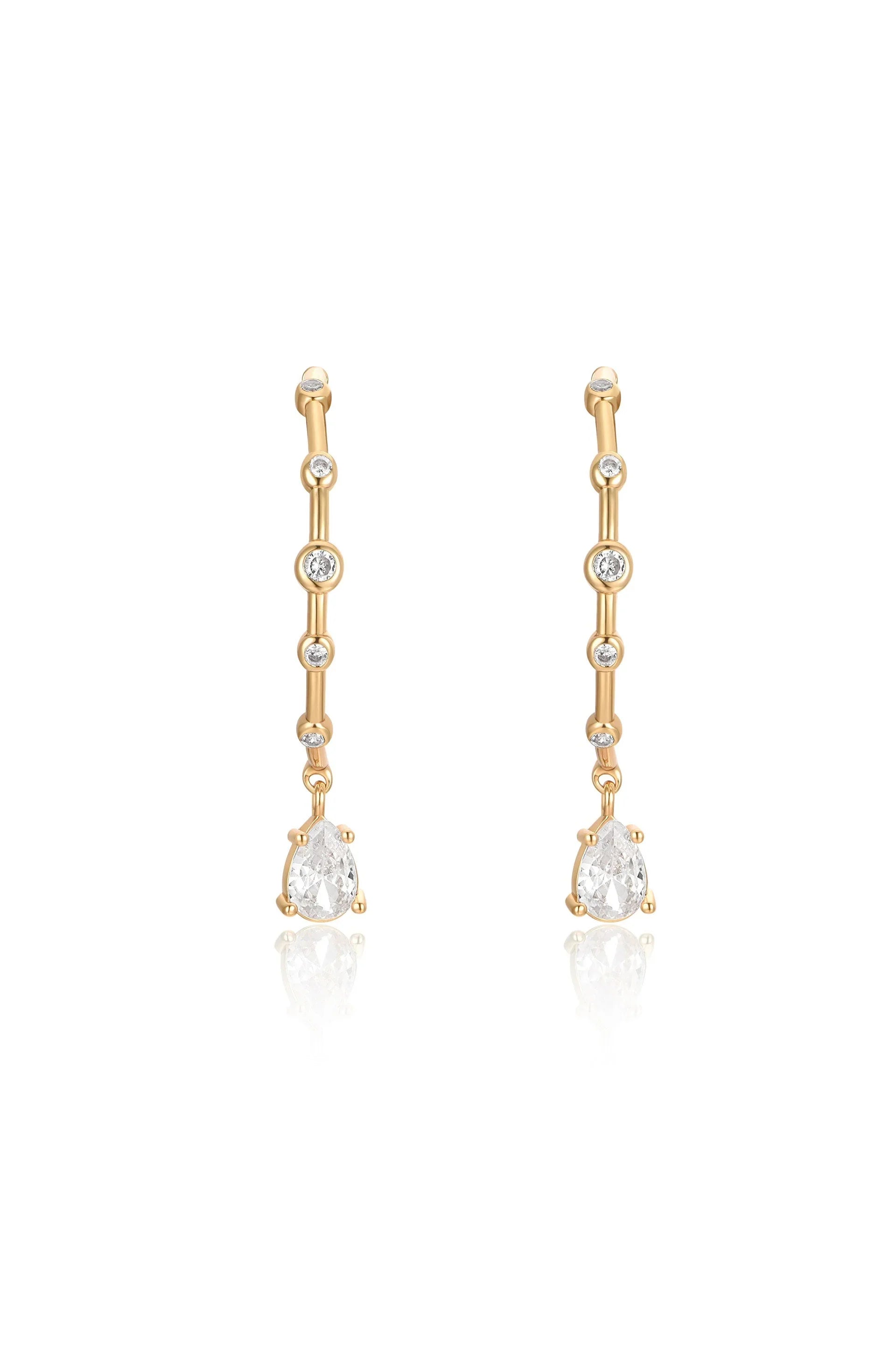 Delicate Crystal Charm Hoop Earrings
