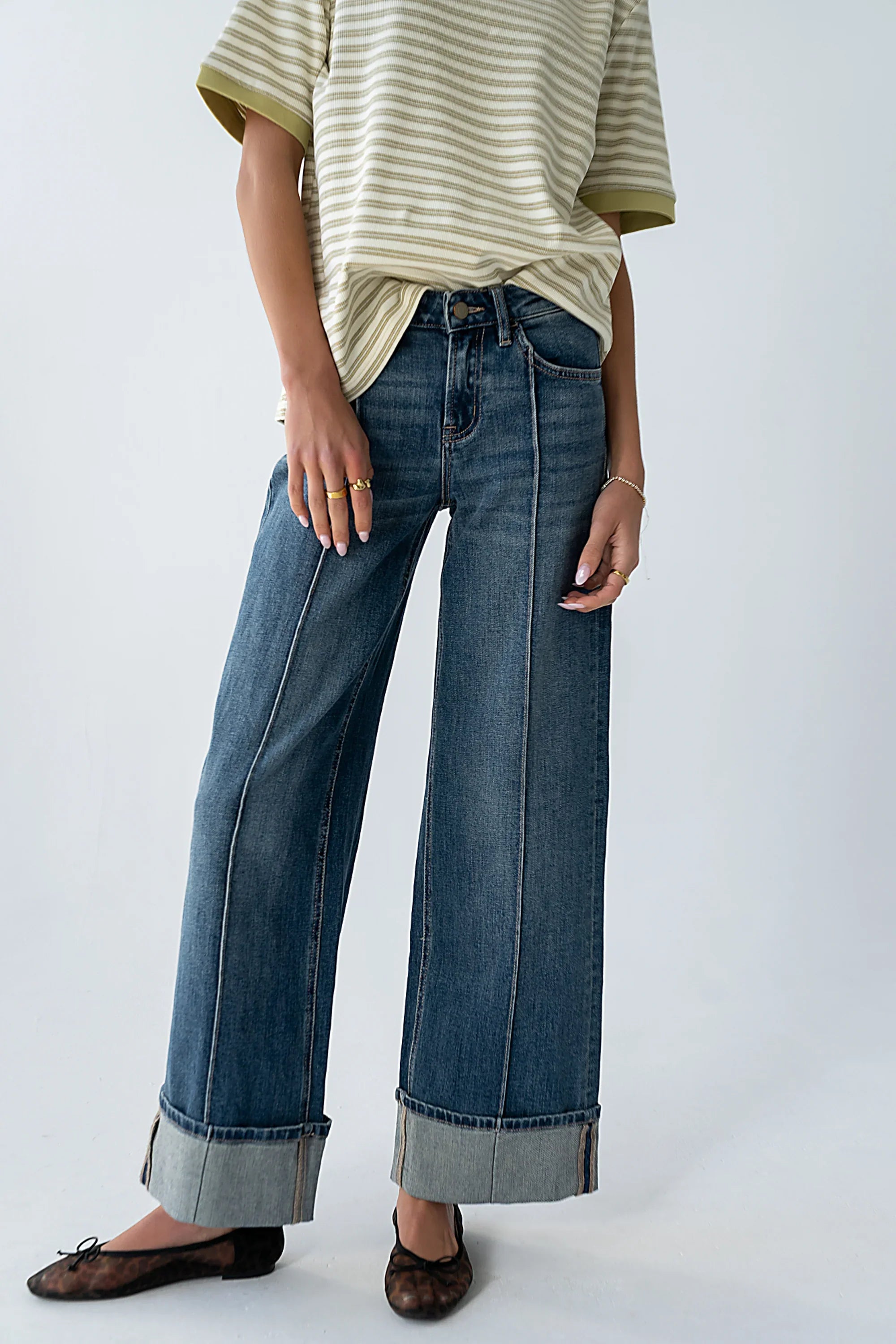 Parker Cuffed Wide Leg Jeans