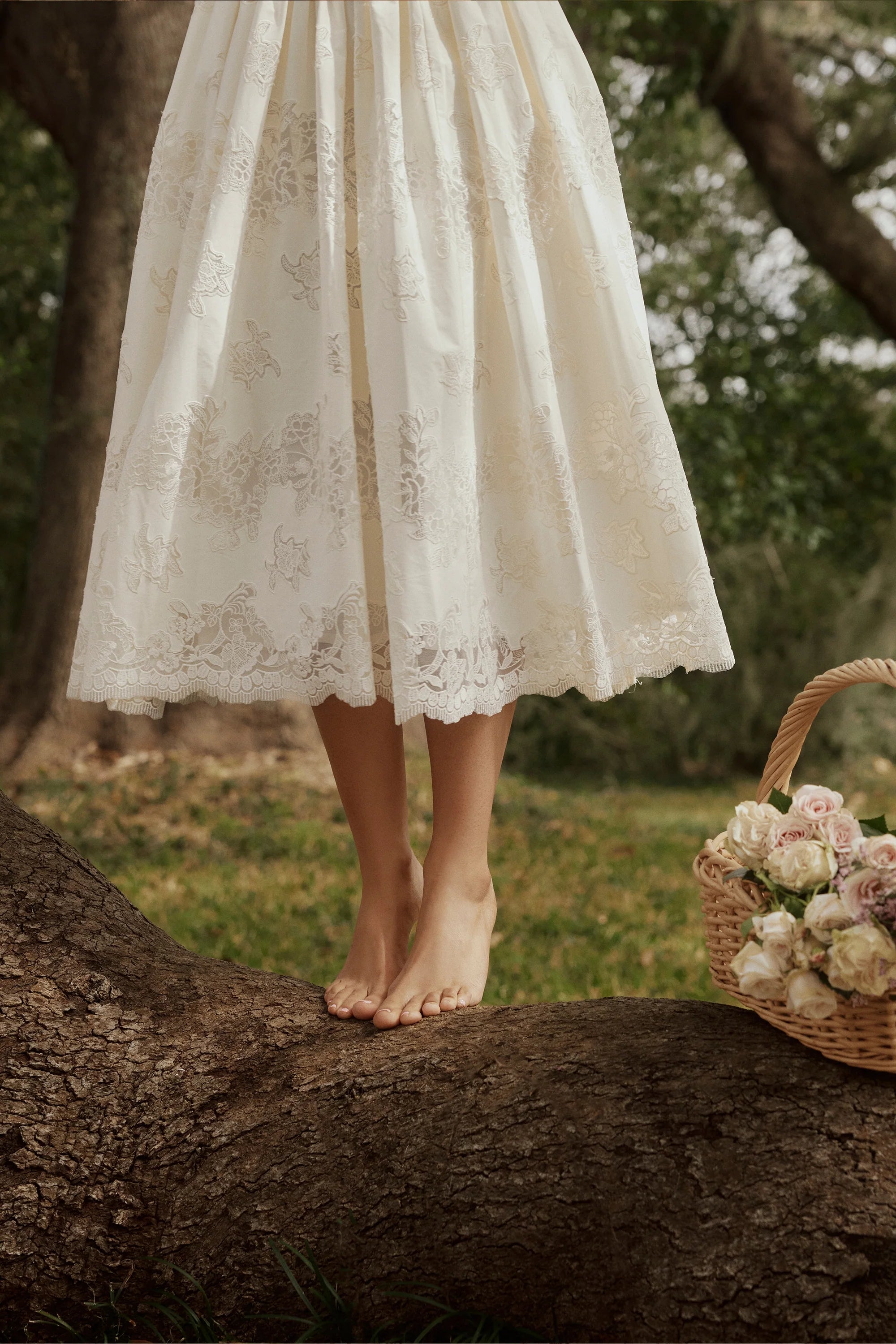 white custom lace cotton midi sundress