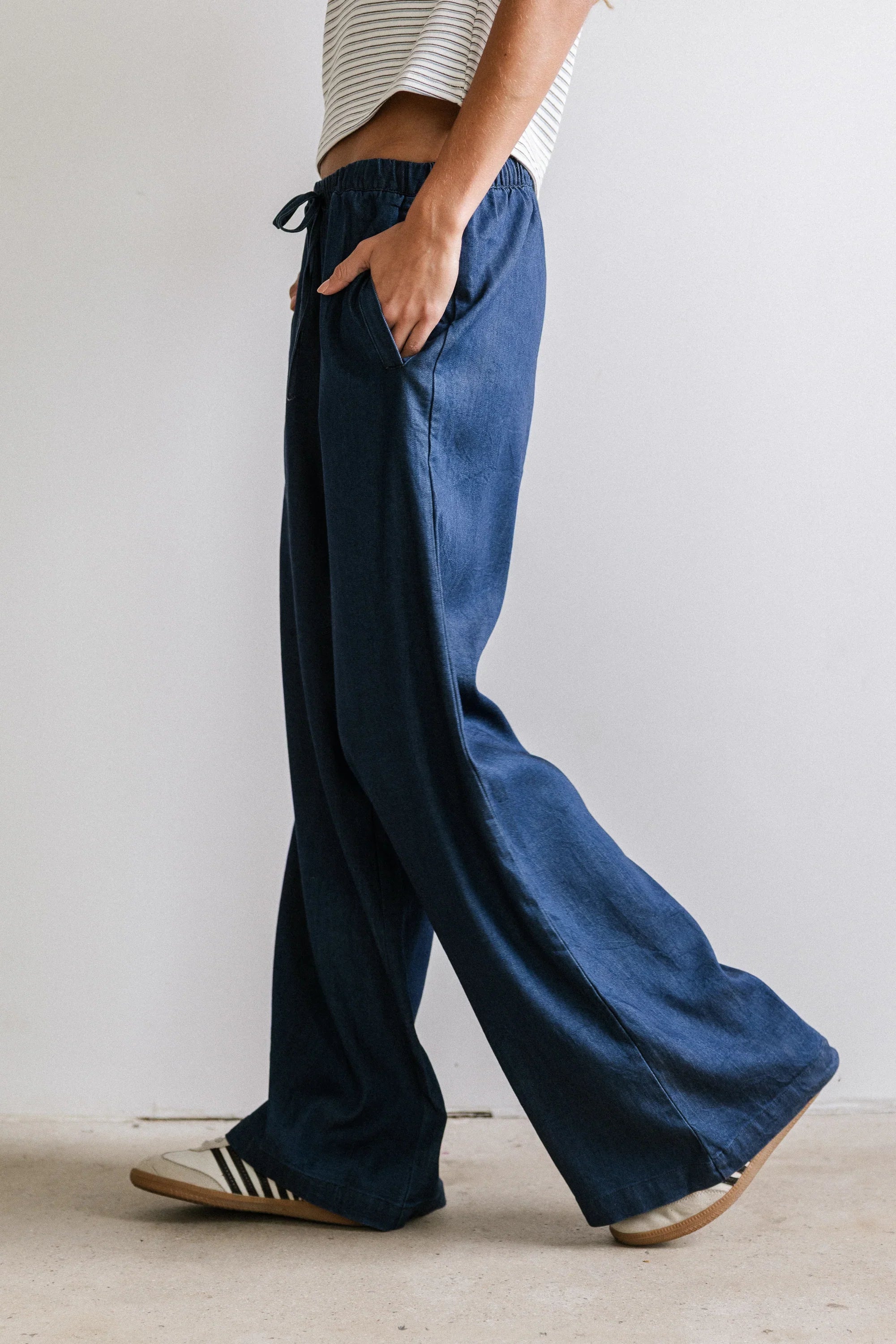 Banks Wide Leg Pants in Dark Wash