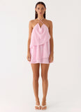 On The Go Beaded Mini Dress Pink