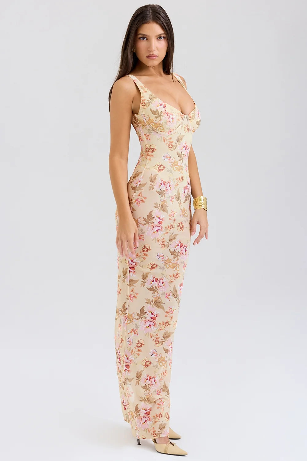 honeyflower print maxi dress