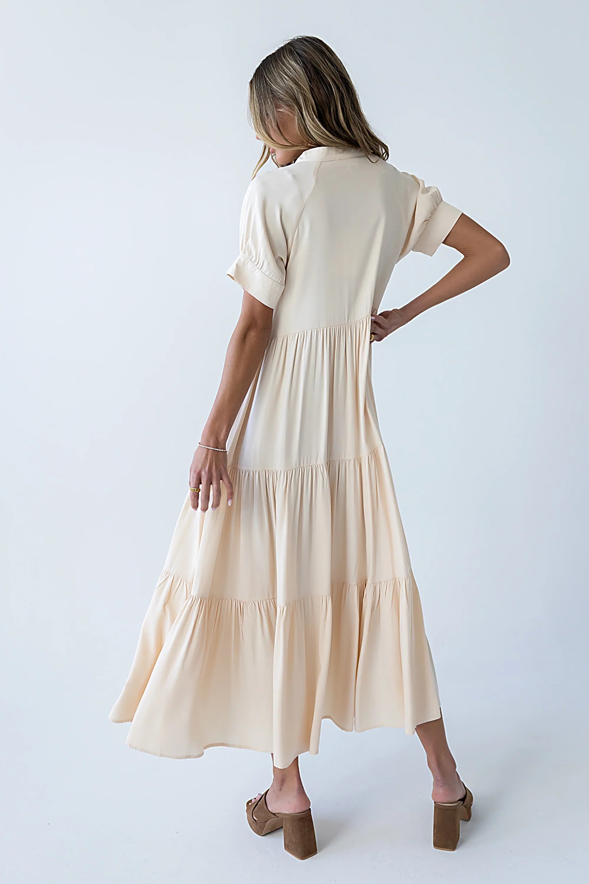 Amanda Tiered Dress in Cream