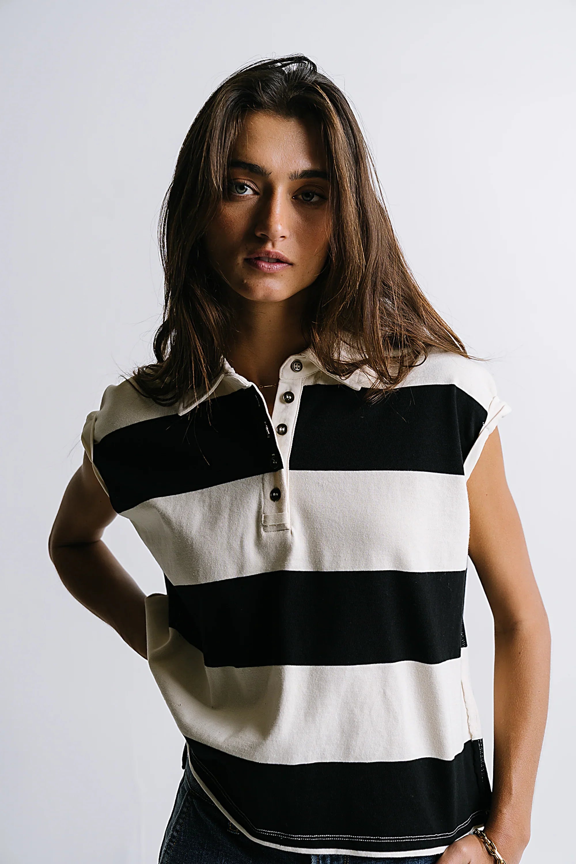 Blake Striped top in Black