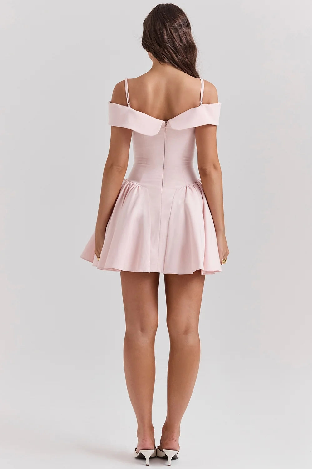 ballerina pink off shoulder mini dress