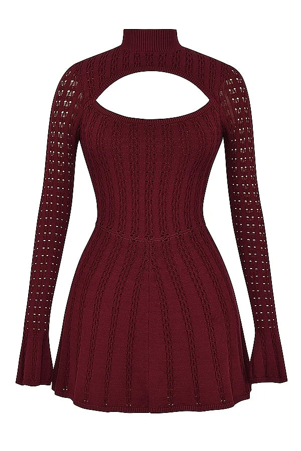 wine knit corset dress