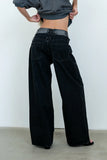 Arabella Wide Leg Jeans in Washed Black