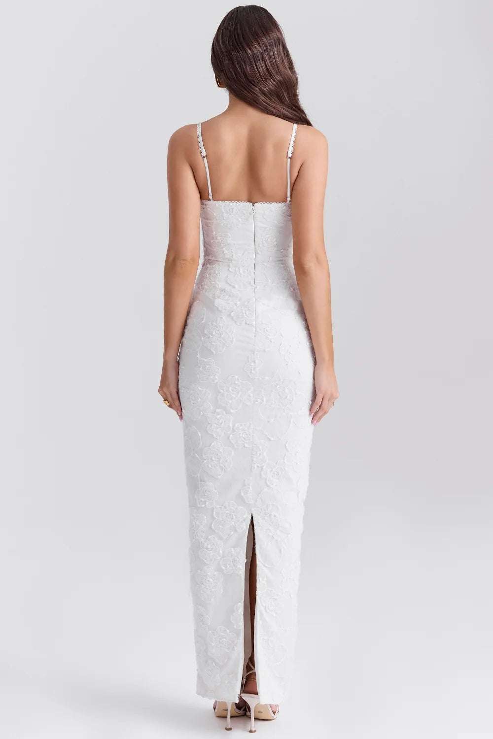 white floral lace maxi dress