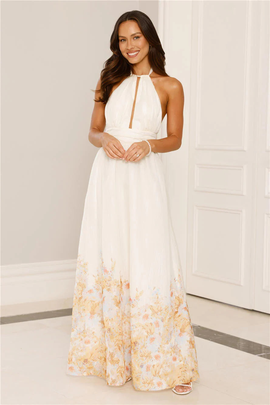 The Meadows Secret Halter Maxi Dress Yellow