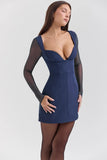 midnight stretch crepe plunge mini dress sale