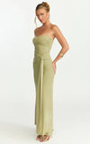 Aria Maxi Dress Strapless Tie Waist Dress in Sage