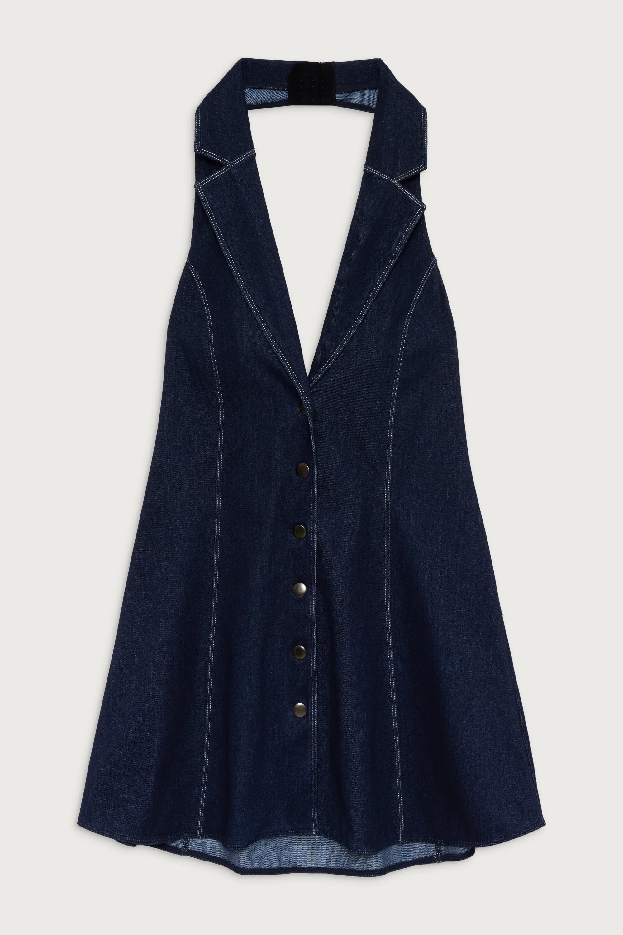 Moonlight Denim Halter Dress Blue Denim