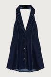 Moonlight Denim Halter Dress Blue Denim