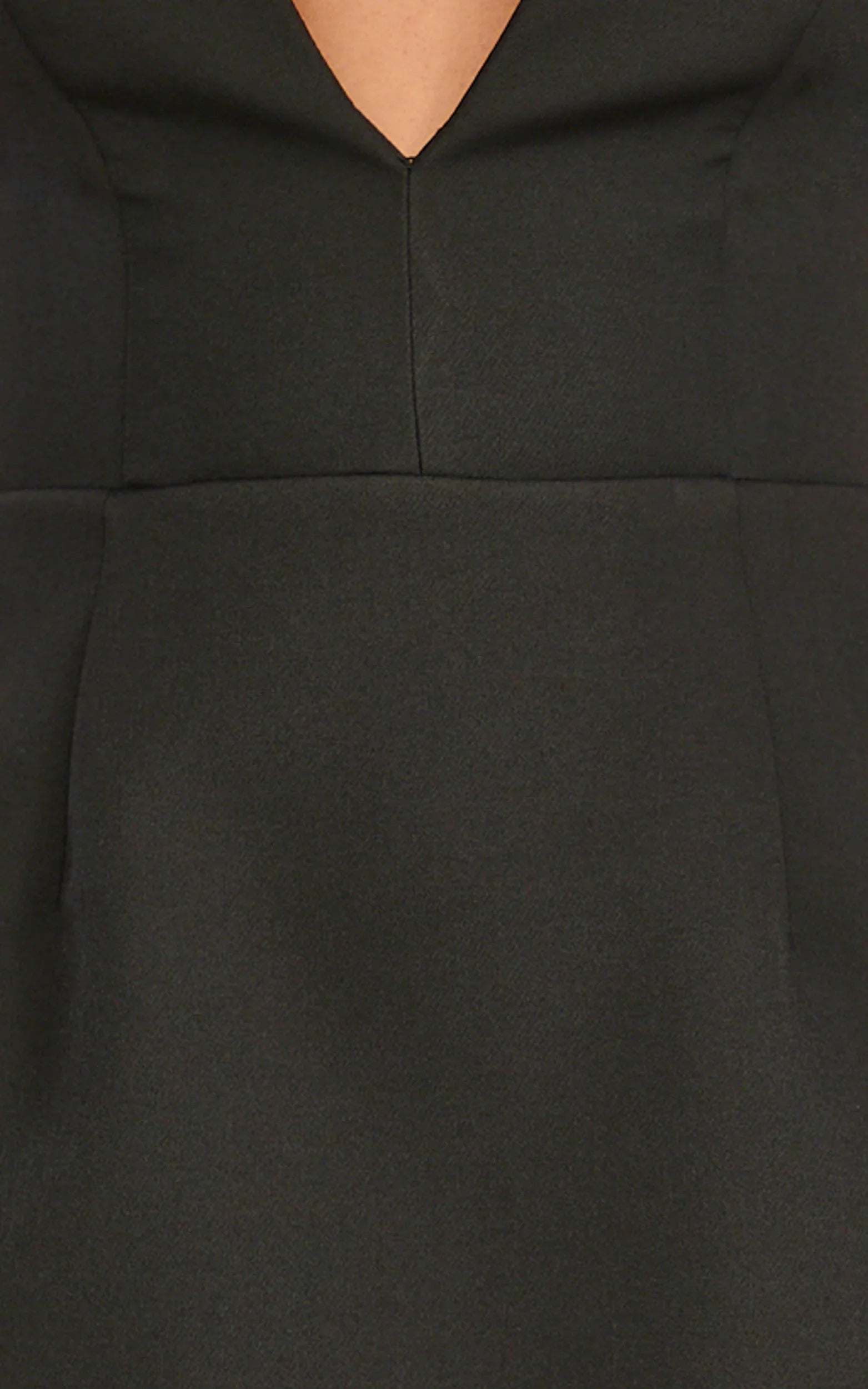 Jacqui Mini Dress Low Cut Notch Neck Structured Dress in Black