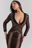 black plunge midi dress sale