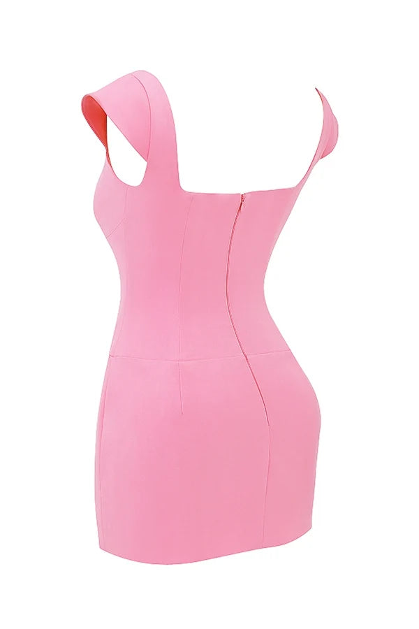 french pink corset mini dress