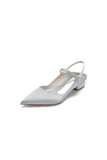 Satin Pointed Toe Buckle Kitten Heels