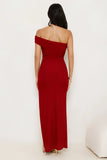 Berry Fresh Mesh One Shoulder Maxi Dress Red