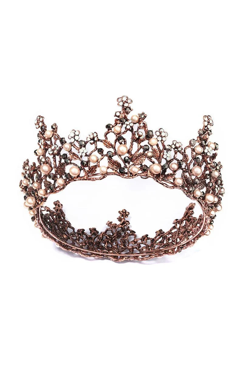 Baroque Rose Gold Crystal Flower Crown