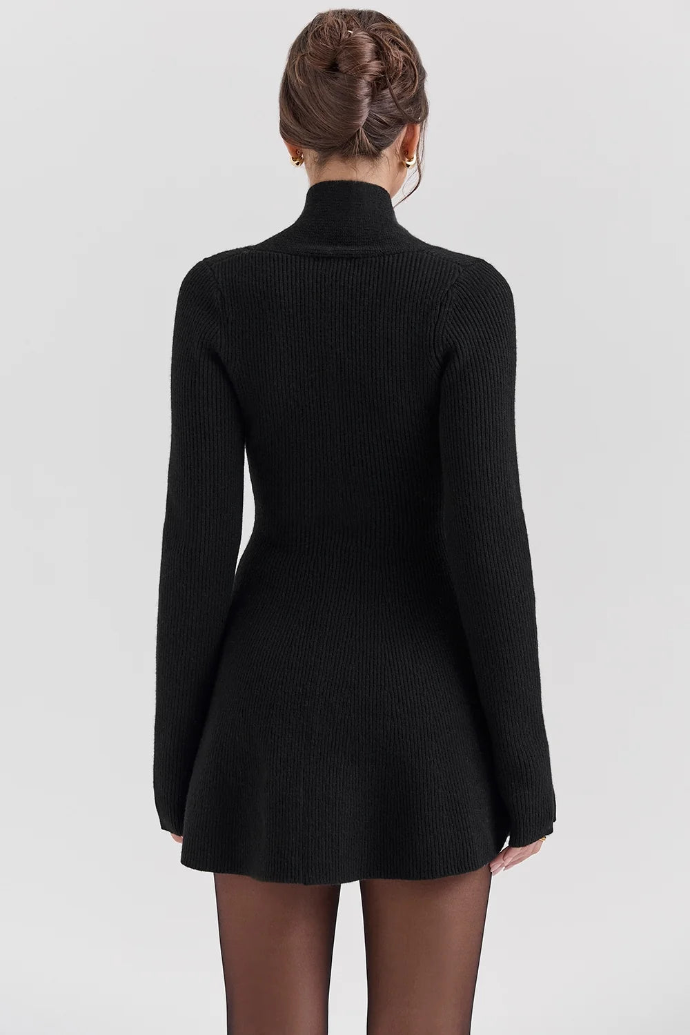 black wool knitted cardigan dress