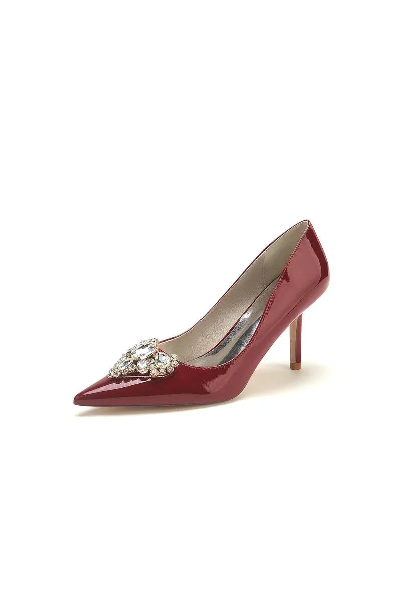 Patent Leather Rhinestone Stiletto Heels