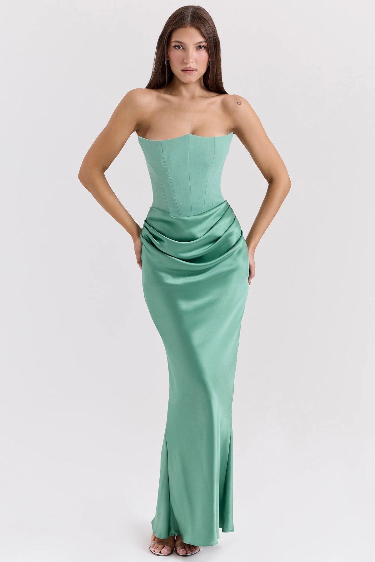 jade strapless corset maxi dress