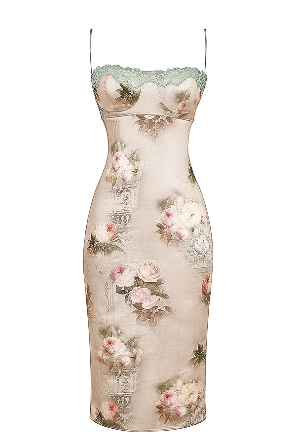 vintage floral midi dress