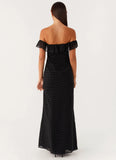 Scarlet Cherry Maxi Dress Black Polka Dot