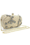Pearl Rhinestone Beaded Square Handbag