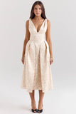 ivory metallic jacquard midi dress sale