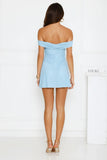 Island Haze Off Shoulder Mesh Mini Dress Blue