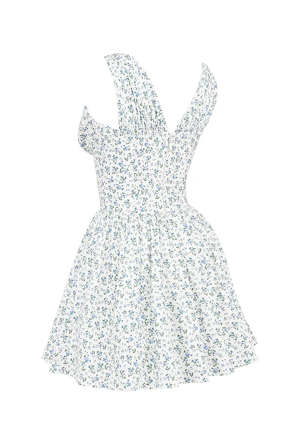 white bluebell print corset mini dress