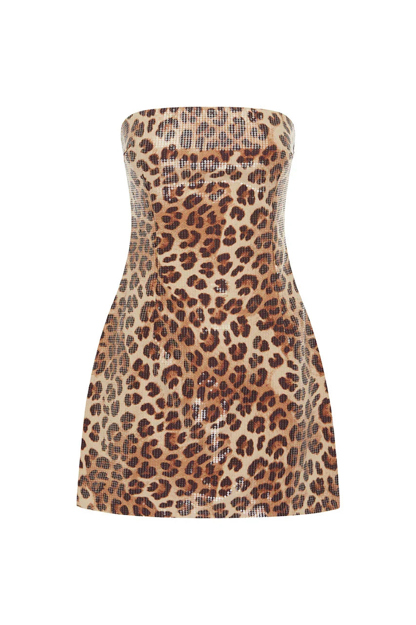 IBIZA MINI DRESS LEOPARD PRINT