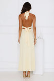 Palm Avenue Halter Maxi Dress Yellow