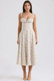 pale blue meadow print cotton bustier sundress