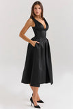 black satin twist strap midi dress sale