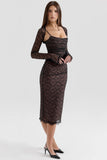 black lace corset midi dress