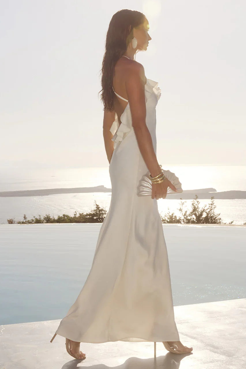 AVALEE FRILL TRIM MAXI DRESS IVORY