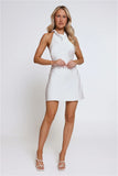 Cosmic Energy Halter Satin Mini Dress White