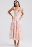 pink meadow print cotton midi sundress