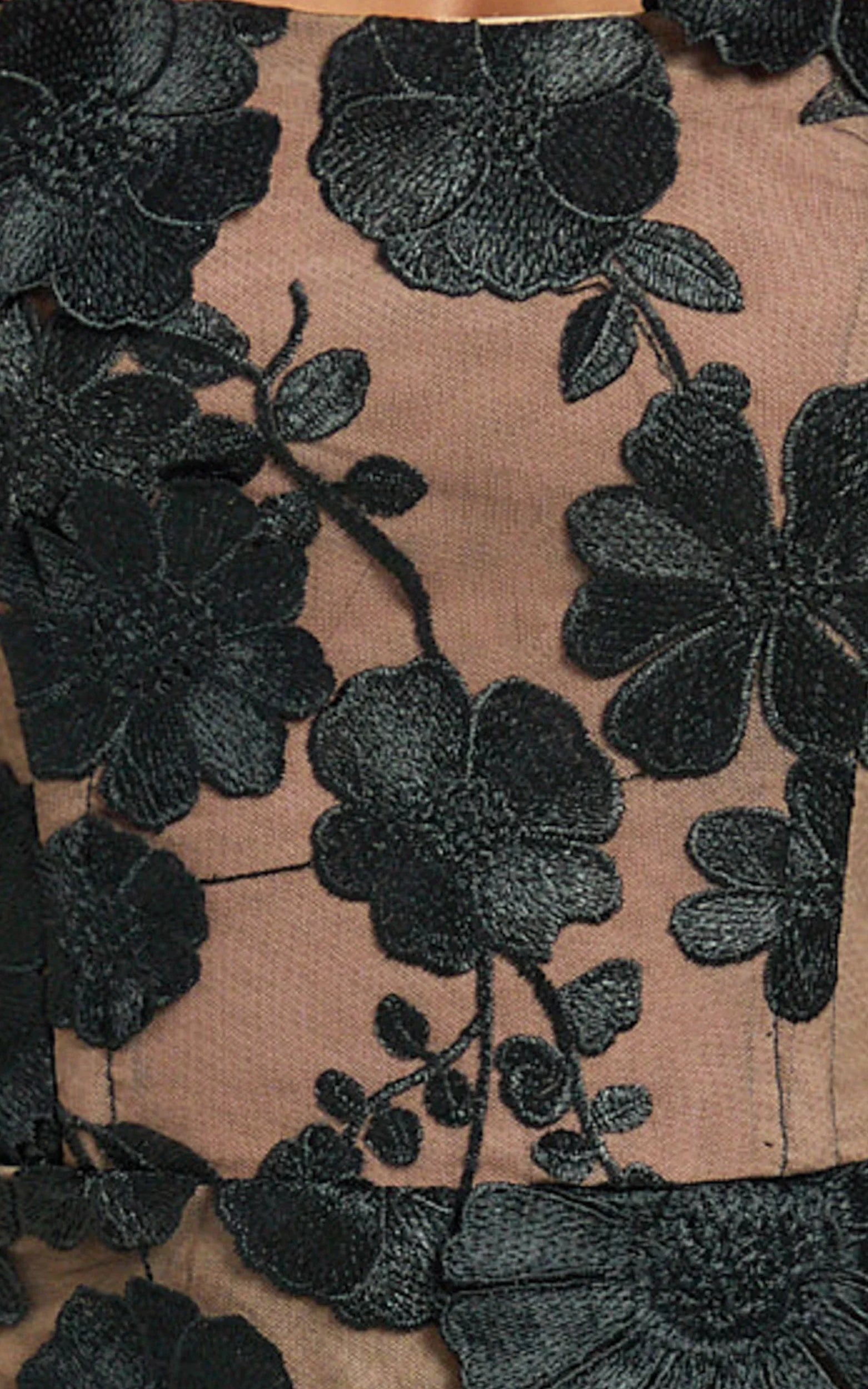 Sienna Maxi Dress 3D Floral Strapless Column Dress in Black