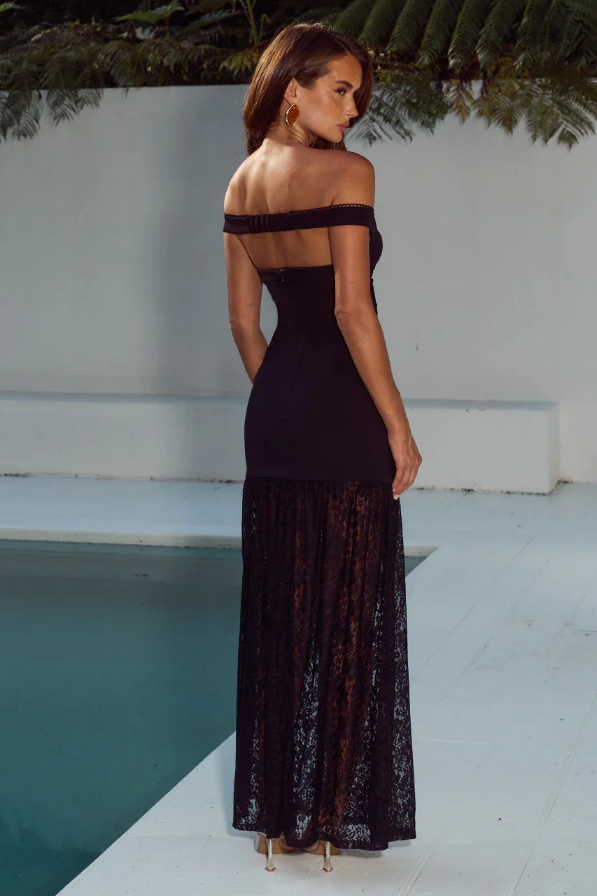 SHAYLA OFF SHOULDER MAXI DRESS BLACK