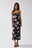Kendall Strapless Midi Dress in Black