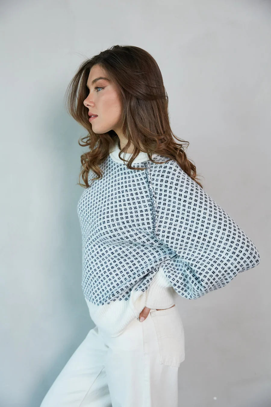 Ramona Ditsy Argyle Sweater