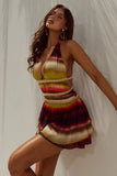 XYLIA HALTER LOW PLUNGE MINI DRESS ANABELL RED