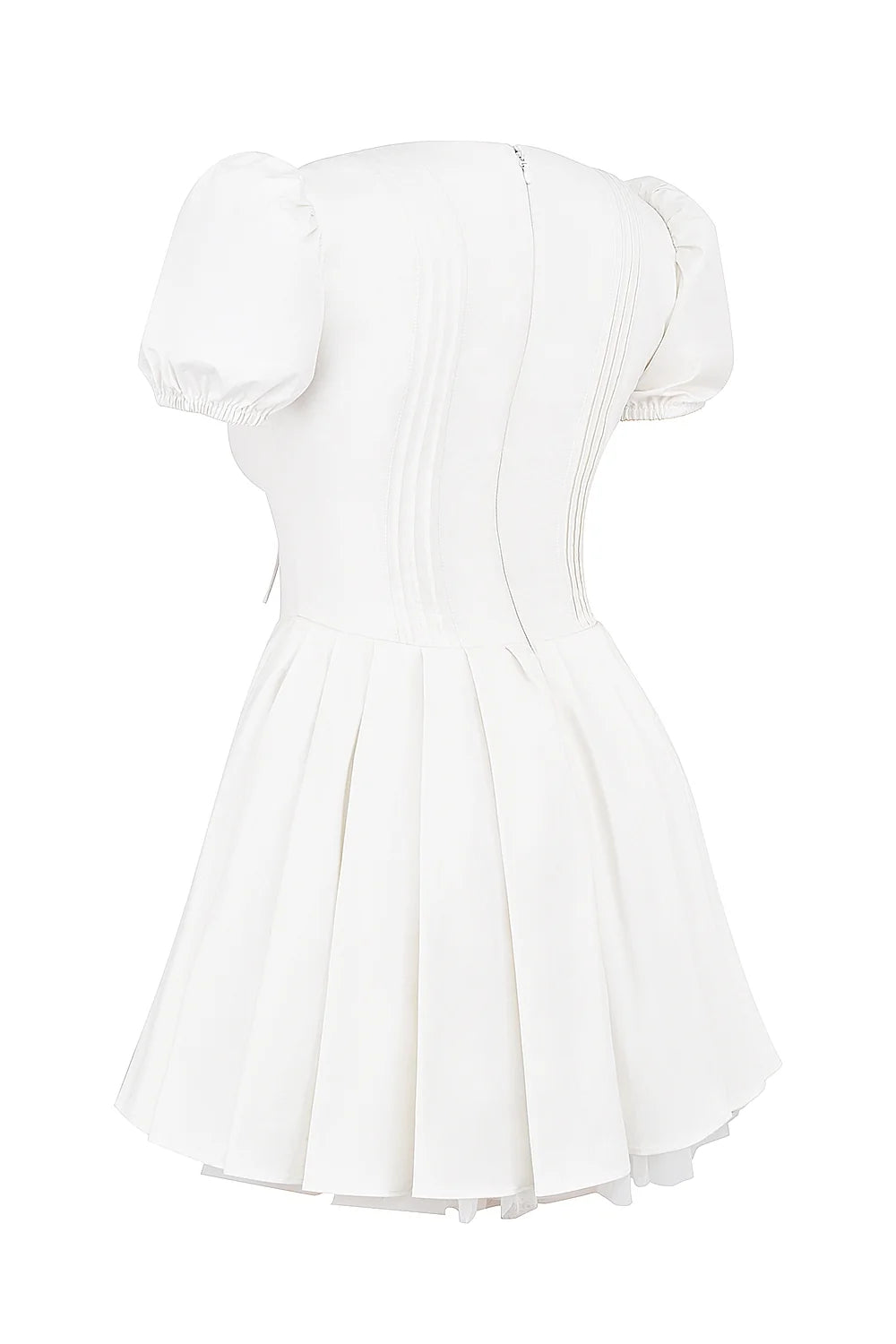 white pleated cotton mini dress