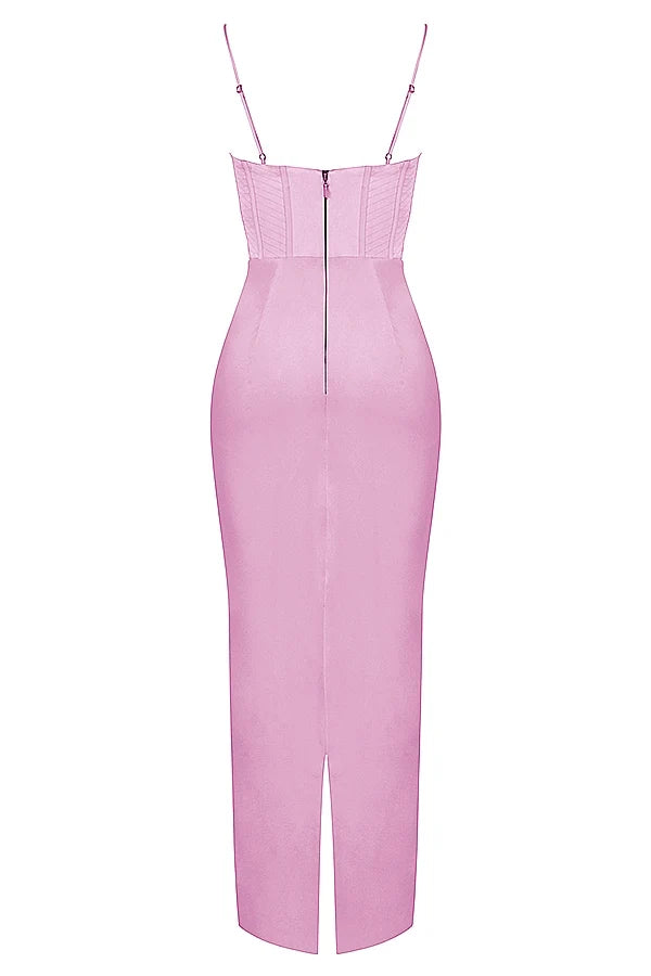 pink corset maxi dress