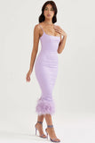 orchid satin midi dress