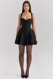 black twill mini dress