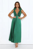 Honeyed Luxe Satin Maxi Dress Green